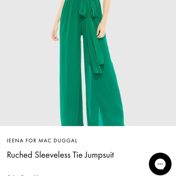 Ruched Sleeveless Tie Jumpsuit-- Ieena by Mac Duggal [US L] - Picture 2 of 7